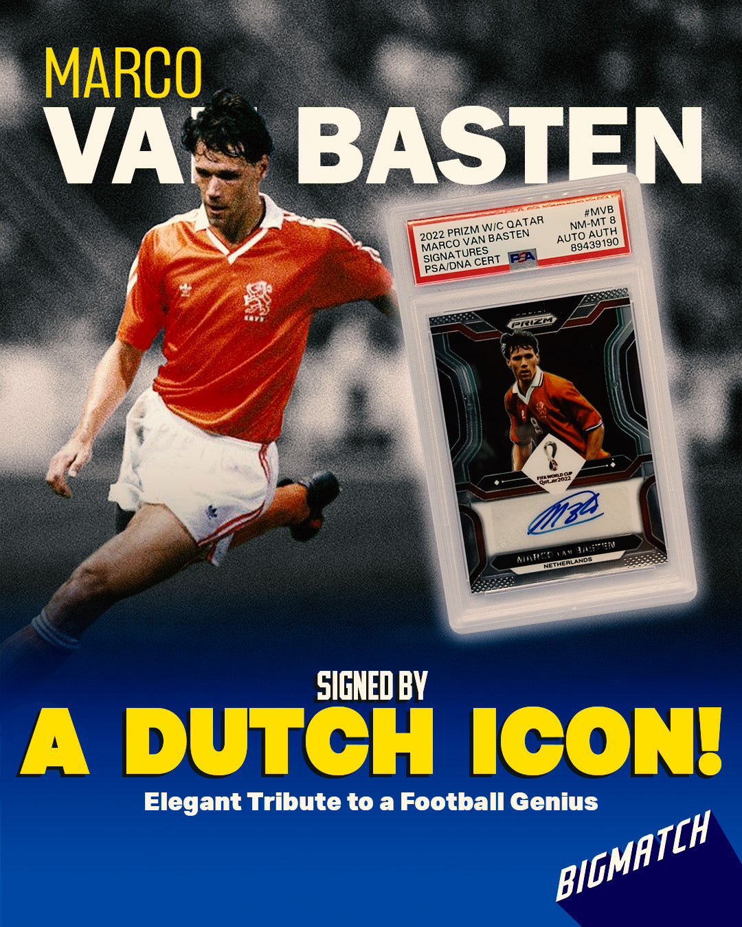 Marco van Basten - 2022 PANINI PRIZM WORLD CUP QATAR SIGNATURES - PSA 8