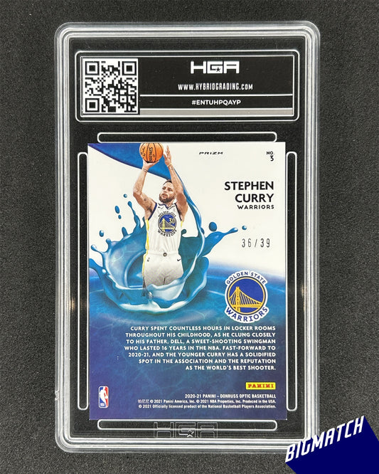STEPHEN CURRY - 2020-21 PANINI DONRUSS OPTIC SPLASH! ORANGE - HGA 9.5