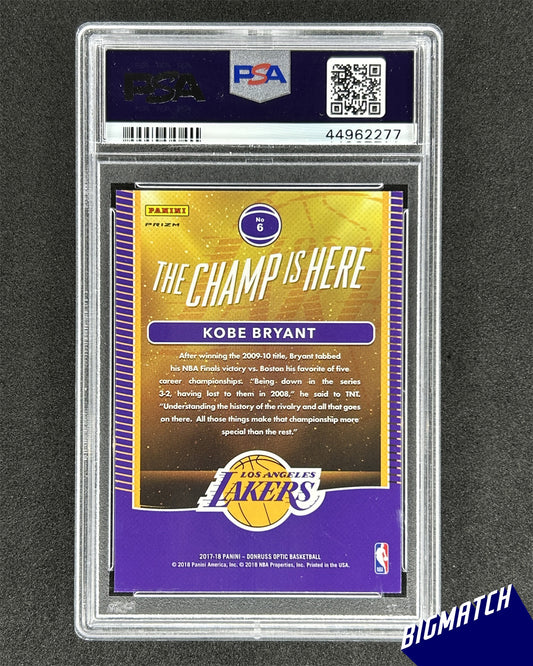 KOBE BRYANT - 2017 PANINI DONRUSS OPTIC THE CHAMP IS HERE - PSA 9
