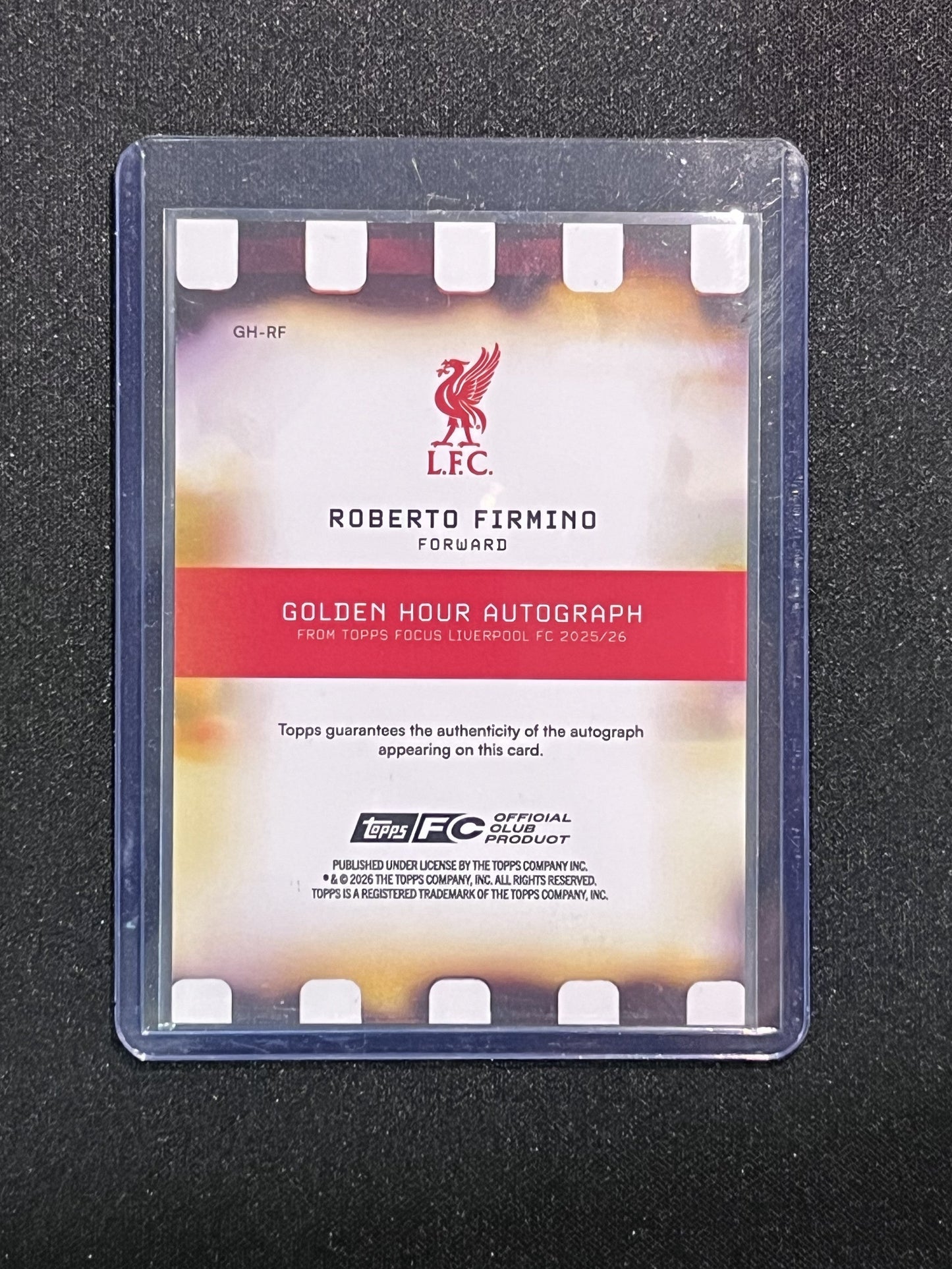 ROBERTO FIRMNO - 2025/26 TOPPS FOCUS LIVERPOOL AUTO GOLDEN HOUR CASEHIT #GH-RF