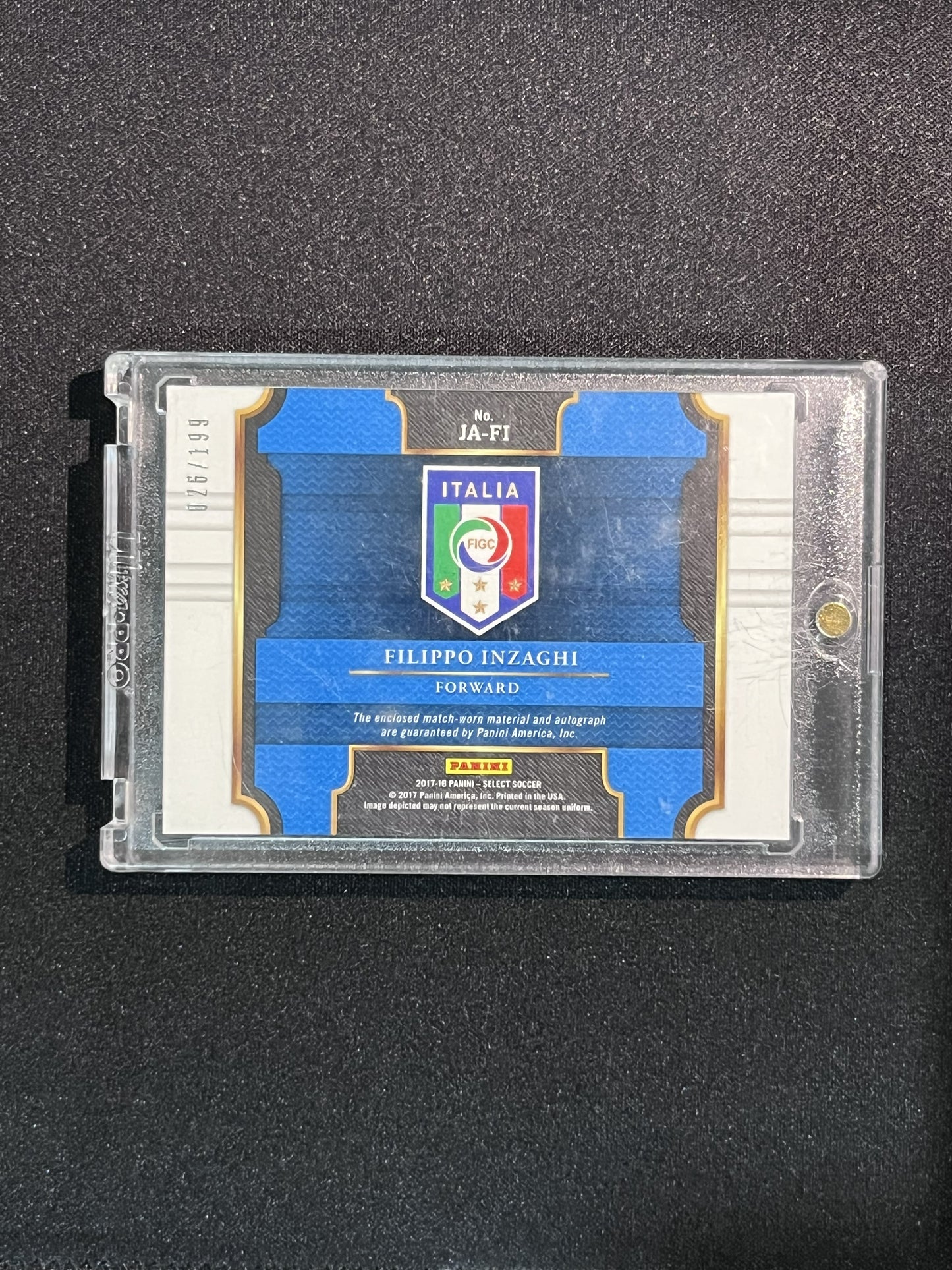 FILIPPO INZAGHI - 2017-18 PANINI SELECT #JA-FI /199 AUTO PATCH