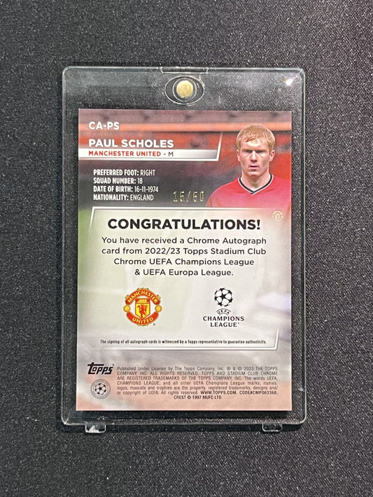 PAUL SCHOLES - 2023 TOPPS CHROME STADIUM CLUB /50 #CA-PS AUTO
