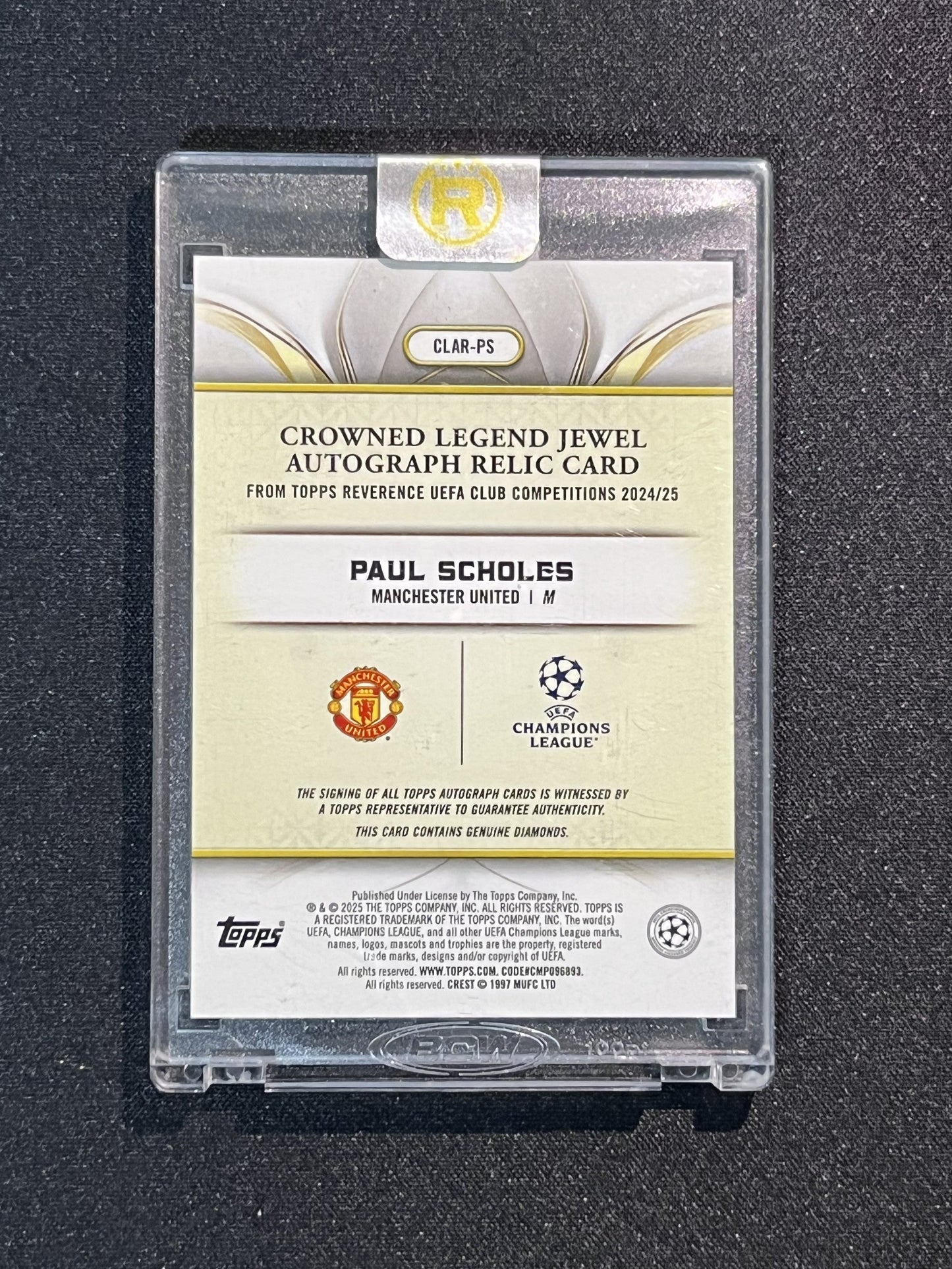 PAUL SCHOLES - 2025 TOPPS CROWN LEGEND /50 #CLAR-PS AUTO