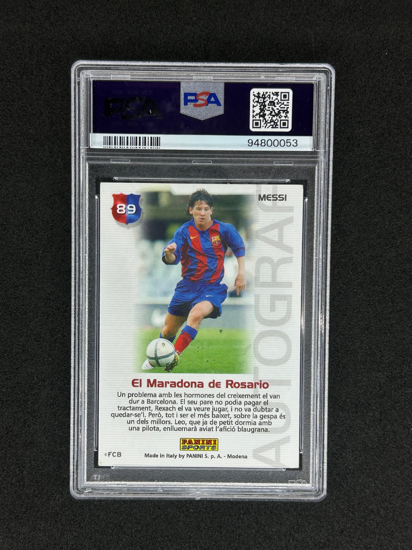 LIONEL MESSI - 2004-05 PANINI SPORTS MEGA CRACKS BARCA-CAMPIO - PSA 5