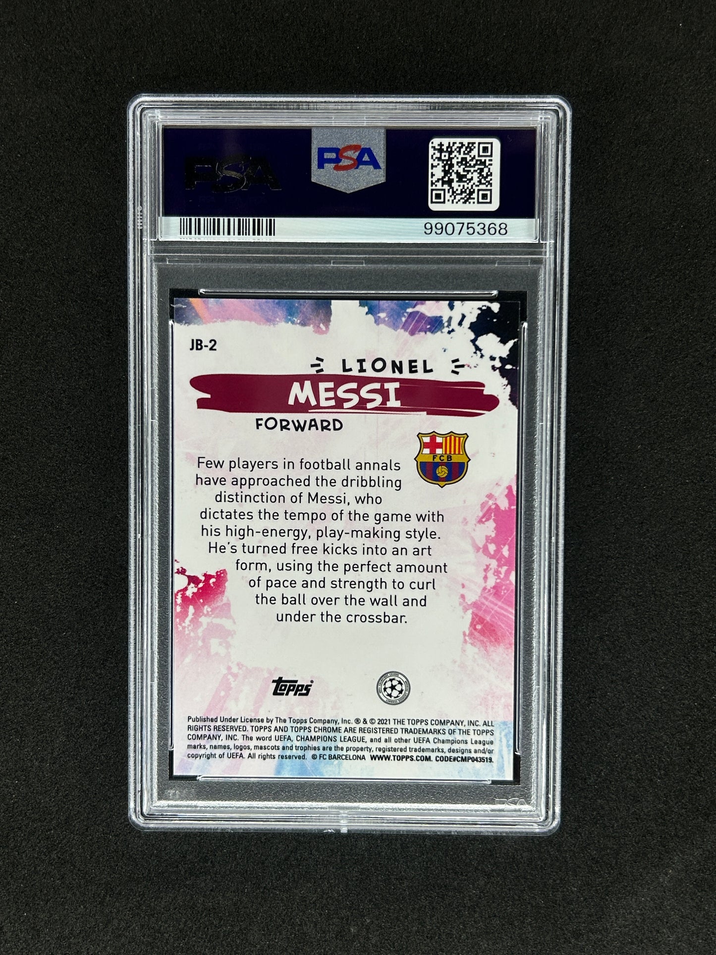 LIONEL MESSI - 2020 TOPPS CHROME UCL JOGA BONITO #JB2 PSA 10