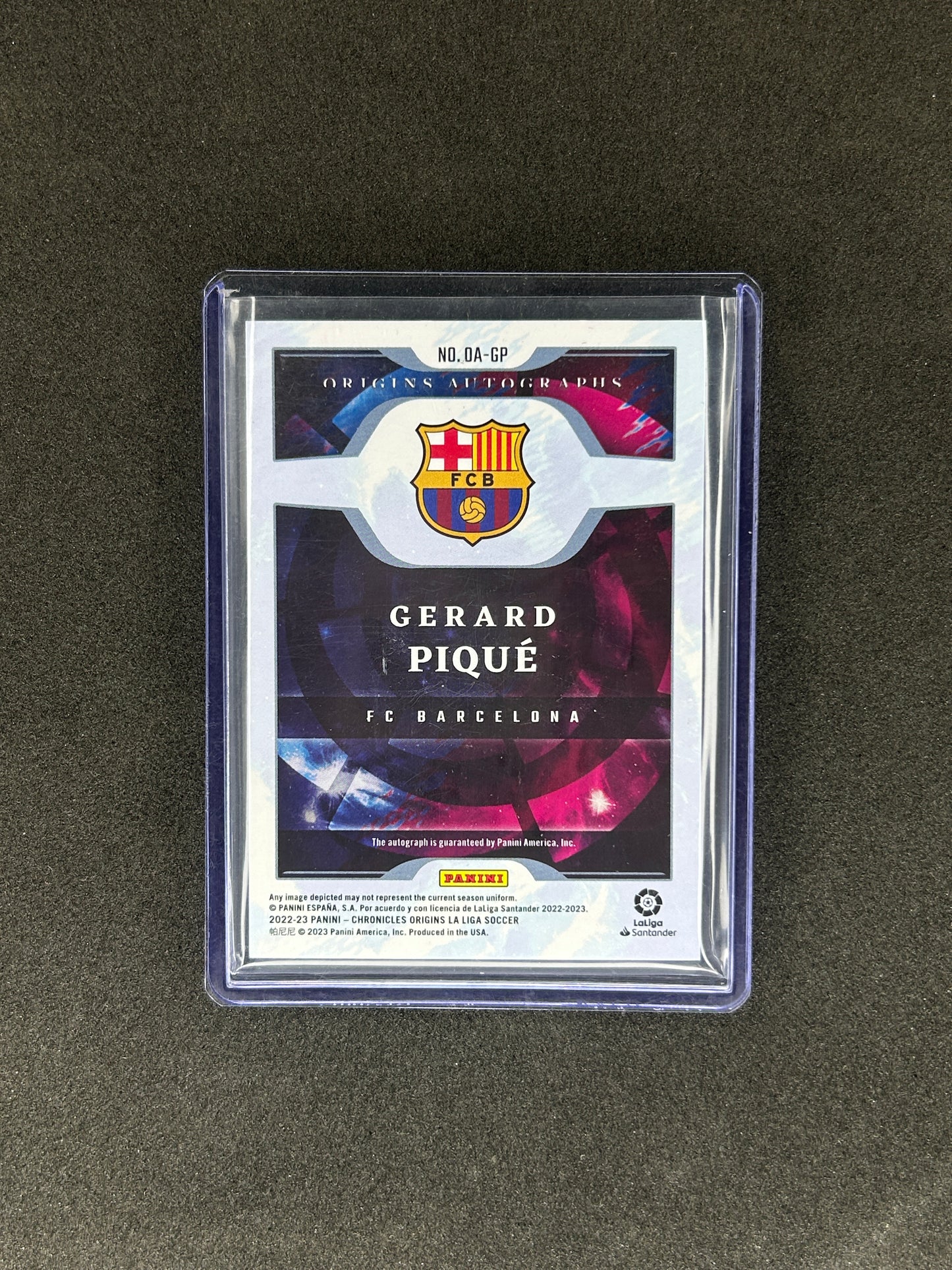 GERARD PIQUE - 2022-23 PANINI CHRONICLES ORIGINS LA LIGA #DA-GP /139 AUTO