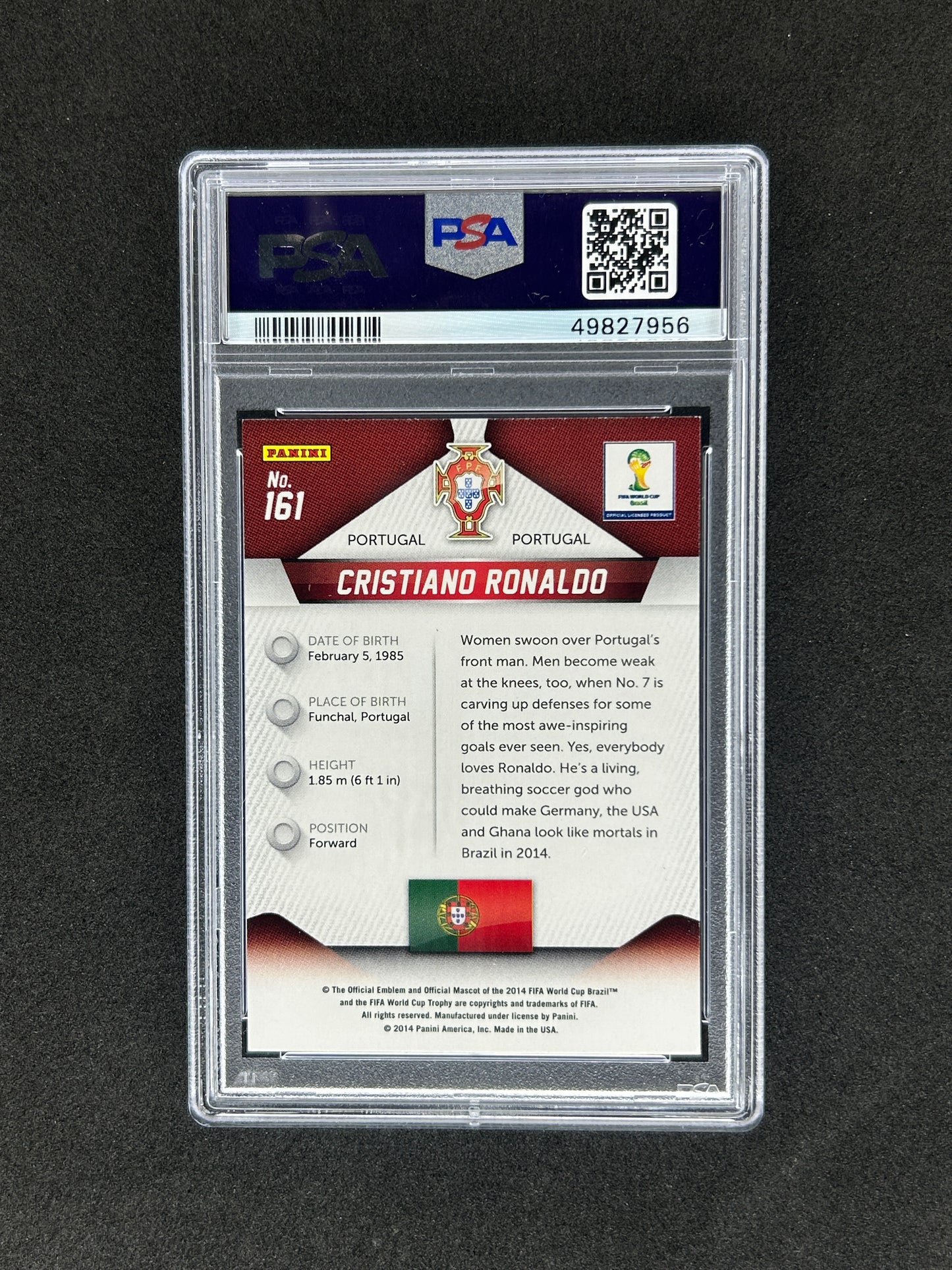 CRISTIANO RONALDO - 2014 PANINI PRIZM WORLD CUP #161 PSA MINT 9