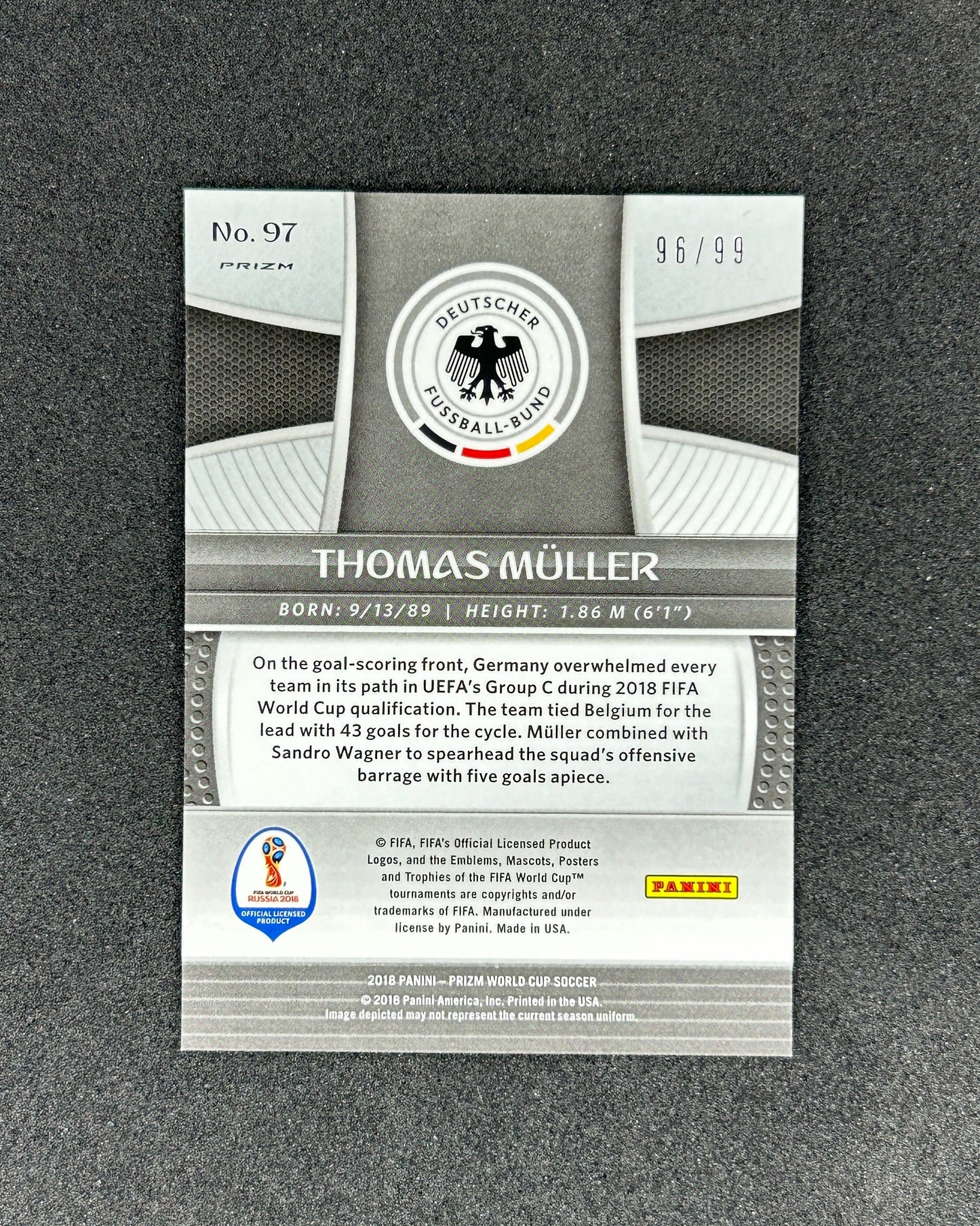Thomas Muller - 2018 PANINI PRIZM #97 96/99