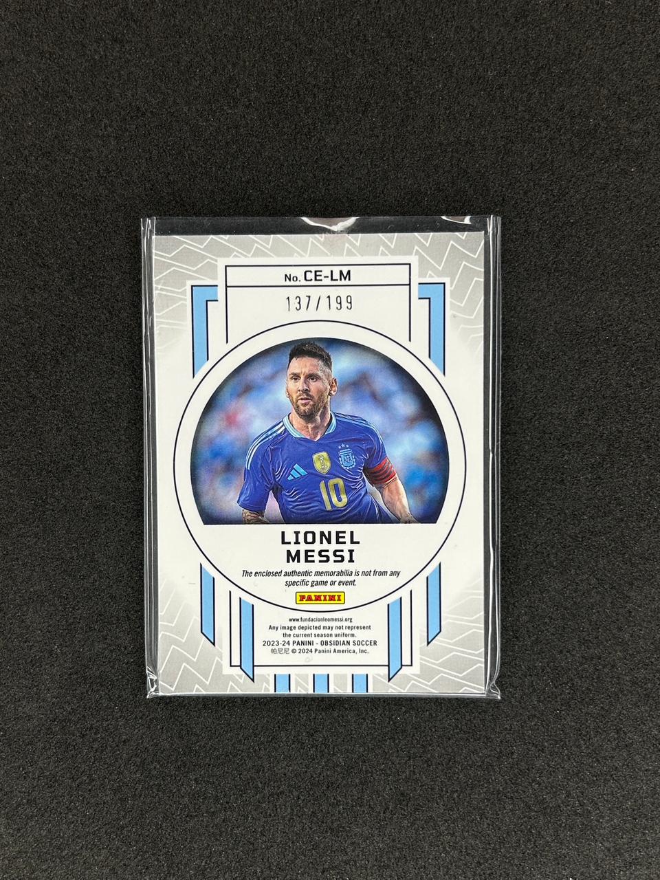 LIONEL MESSI - 2023-24 PANINI OBSIDIAN CUTTING EDGE #CE-LM /199 DOUBLE PATCH