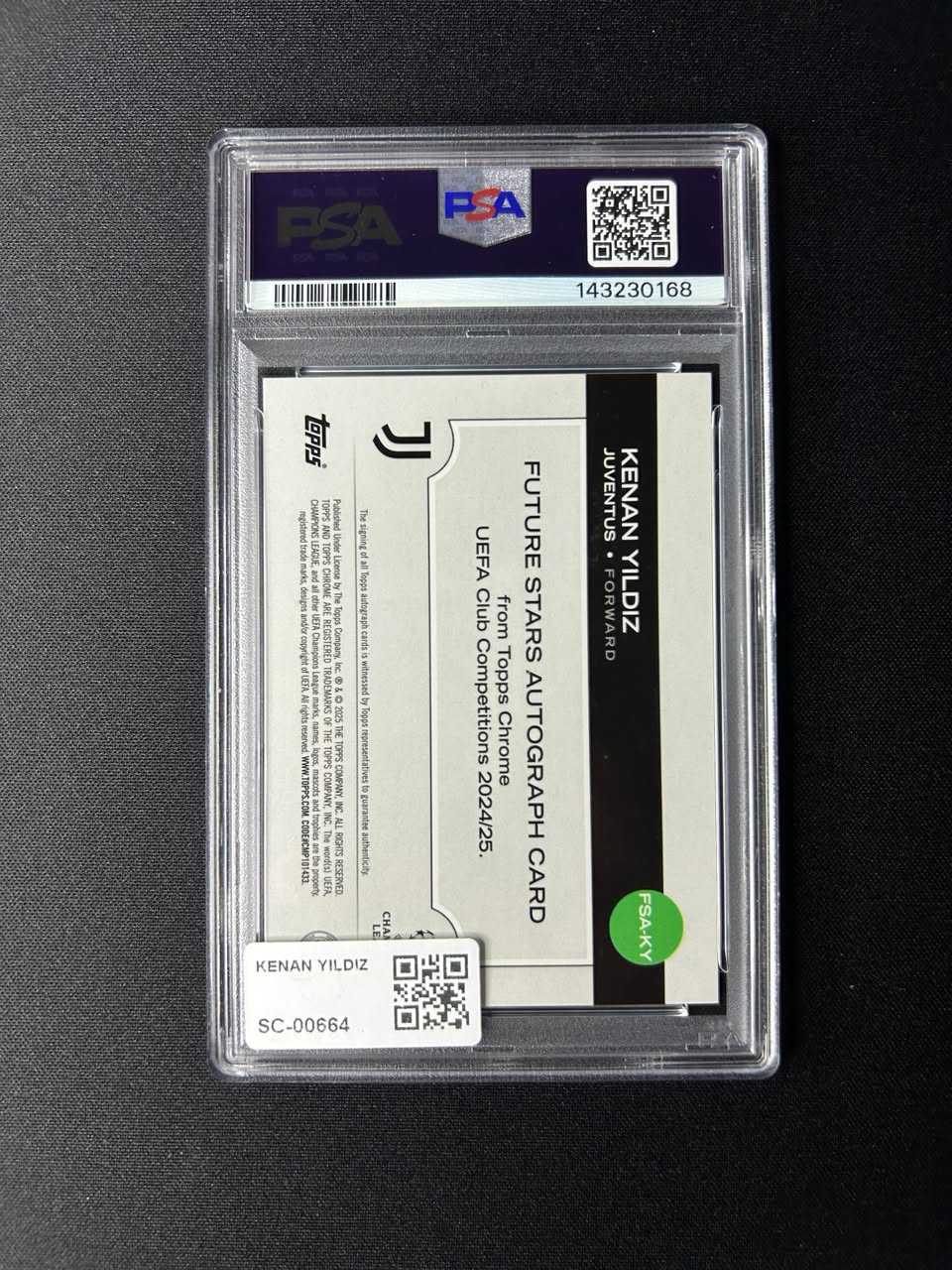KENAN YILDIZ -2024/25 TOPPS CHROME UCC FUTURE STARS AUTO PINK /250 PSA 9