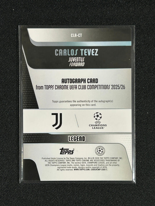Carlos Tevez - 2025/26 Topps Chrome UEFA UCC #CLR-CT Purple Geometric Auto /75 Juventus