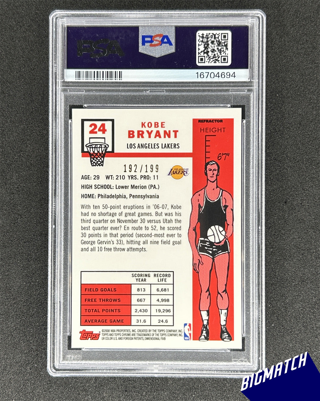 KOBE BRYANT - 2007 TOPPS CHROME 1957-58 VAR.-ORANGE REF.