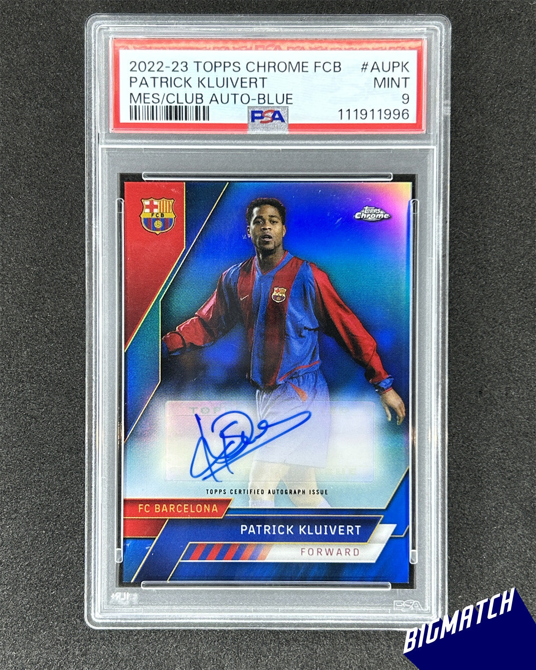 Patrick Kluivert -2022-23 TOPPS CHROME MES/CLUB AUTO-BLUE