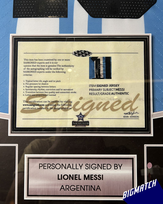 Lionel Messi Signed Jersey Display – “From Qatar to Eternity” Collector’s Frame