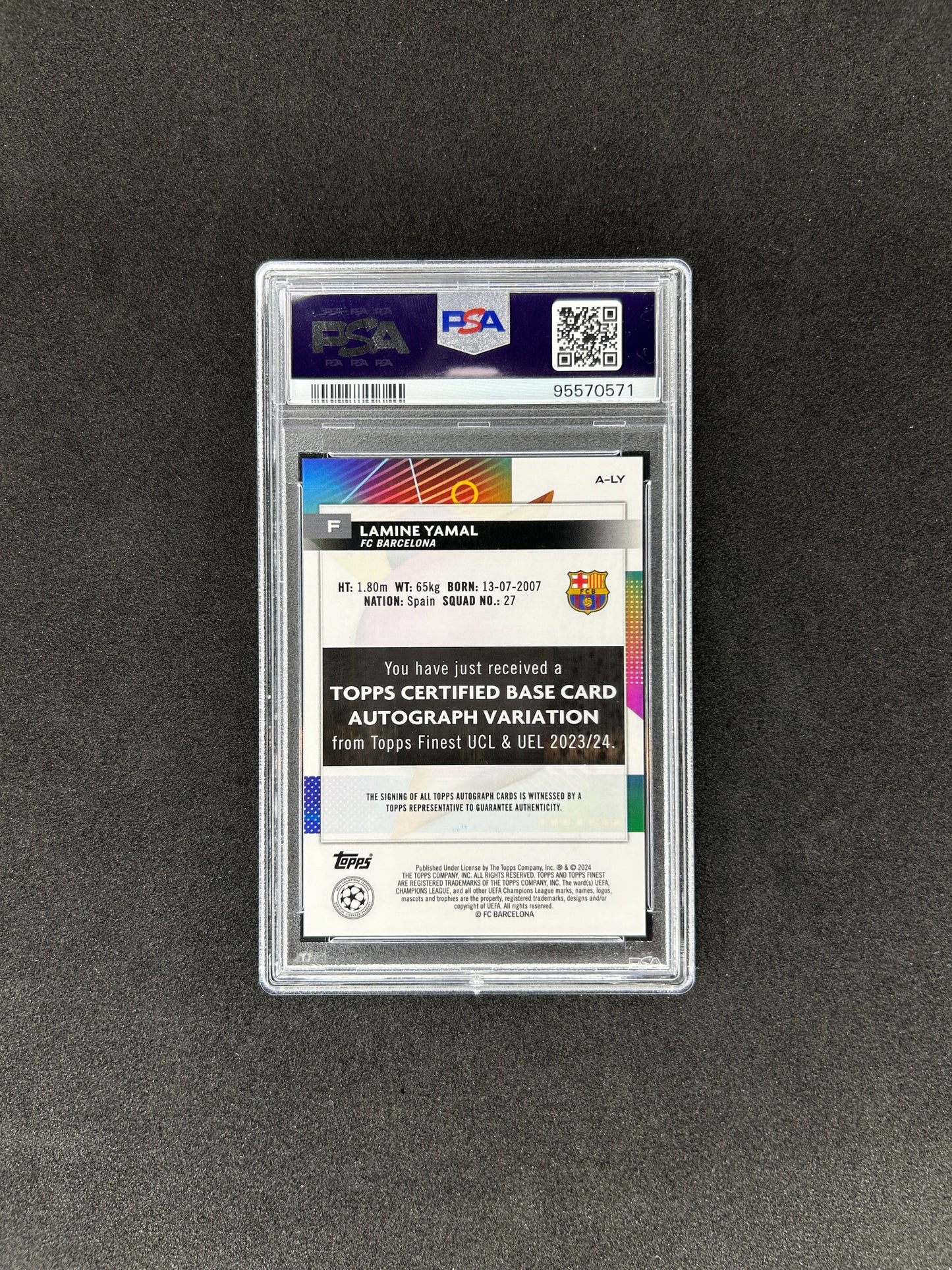 Lamine Yamal - 2023-24 TOPPS FINEST UEFA CLUB COMPETITIONS AUTOGRAPHS - PSA 10