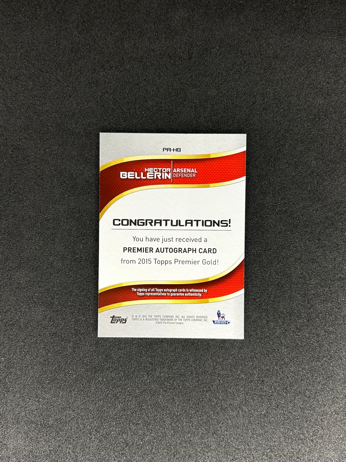 HECTOR BELLERIN - 2015 TOPPS CERTIFIED AUTOGRAPH ISSUE