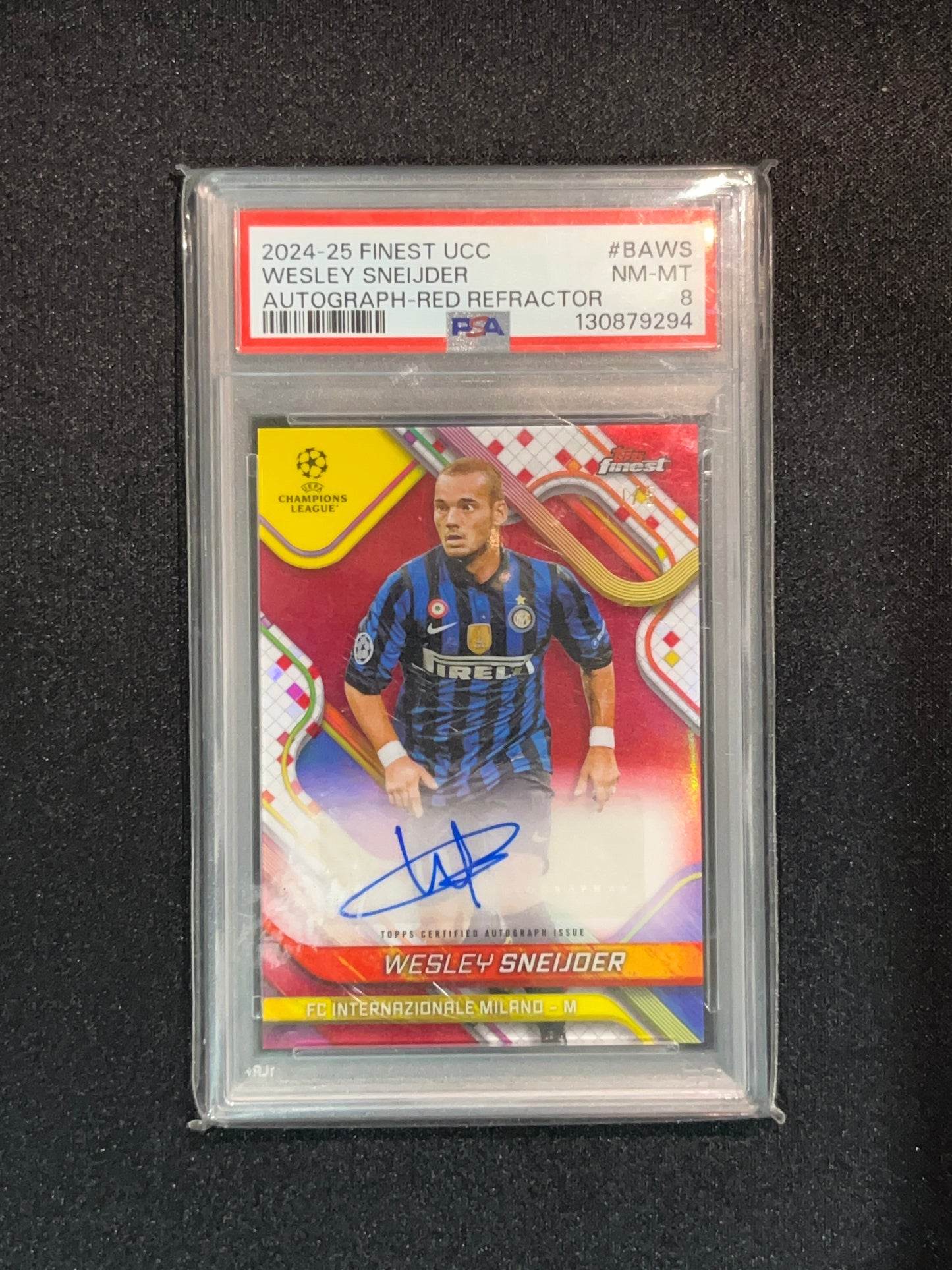 WESLEY SNEIJER - 2024/25 TOPPS FINEST UCC AUTO RED REFRACTOR /5  PSA 8 #BAWS