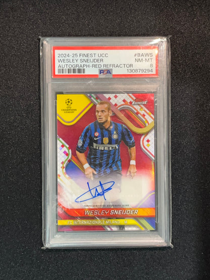 WESLEY SNEIJER - 2024/25 TOPPS FINEST UCC AUTO RED REFRACTOR /5  PSA 8 #BAWS