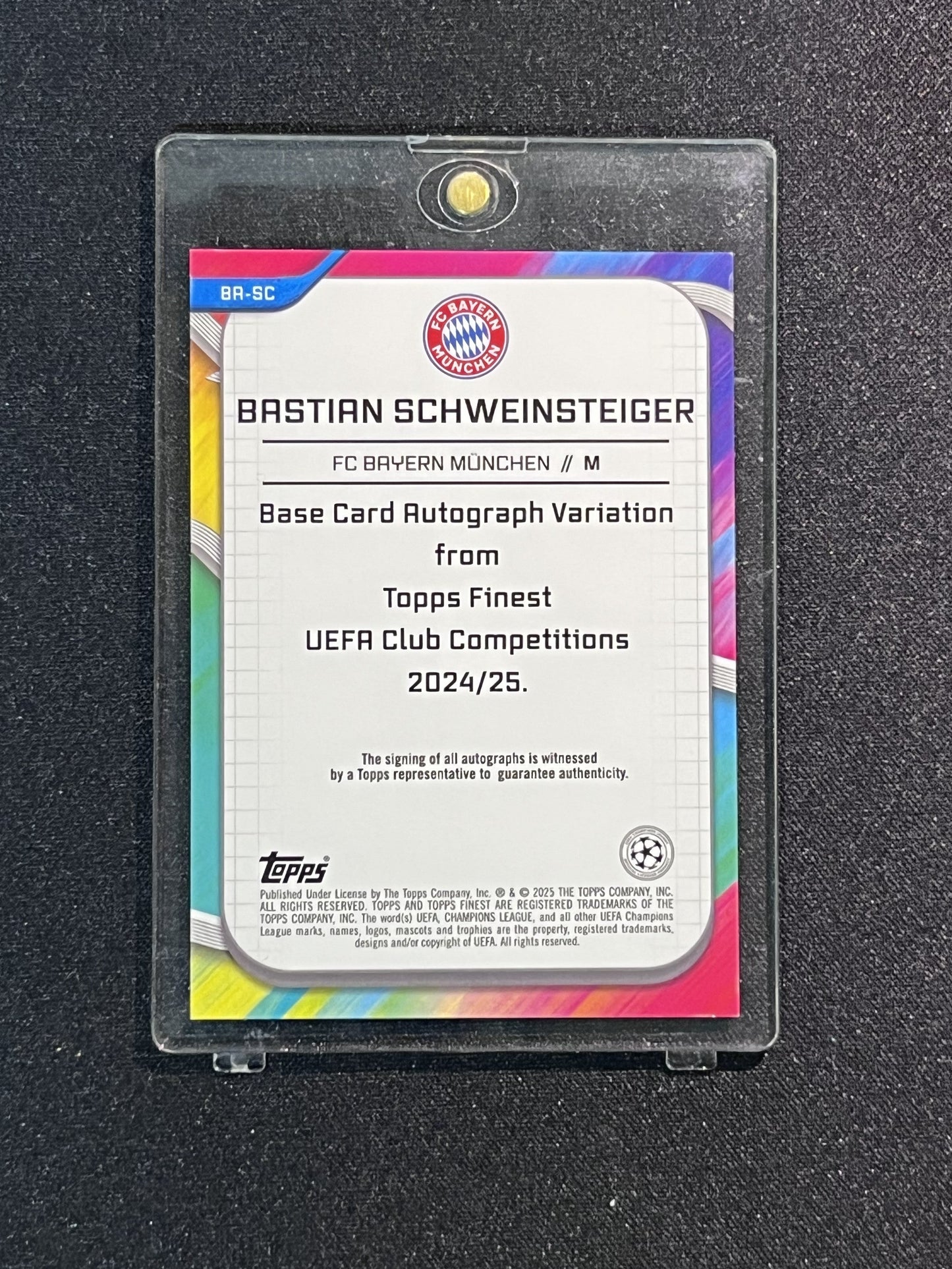 BASTIAN SCHWEINSTEIGER - 2025 TOPPS FINEST #BA-SC /99 AUTO