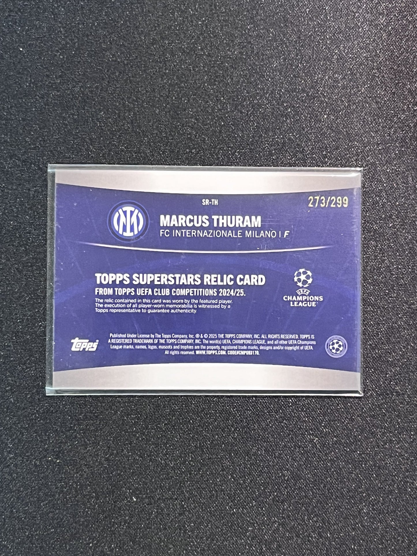MARCUS THURAM - 2025 TOPPS UCL #SR-TH /299 PATCH