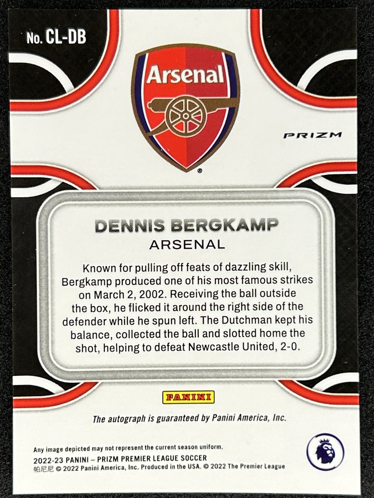 DENNIS BERGKAMP - 2022 PANINI PRIZM PREMIER LEAGUE