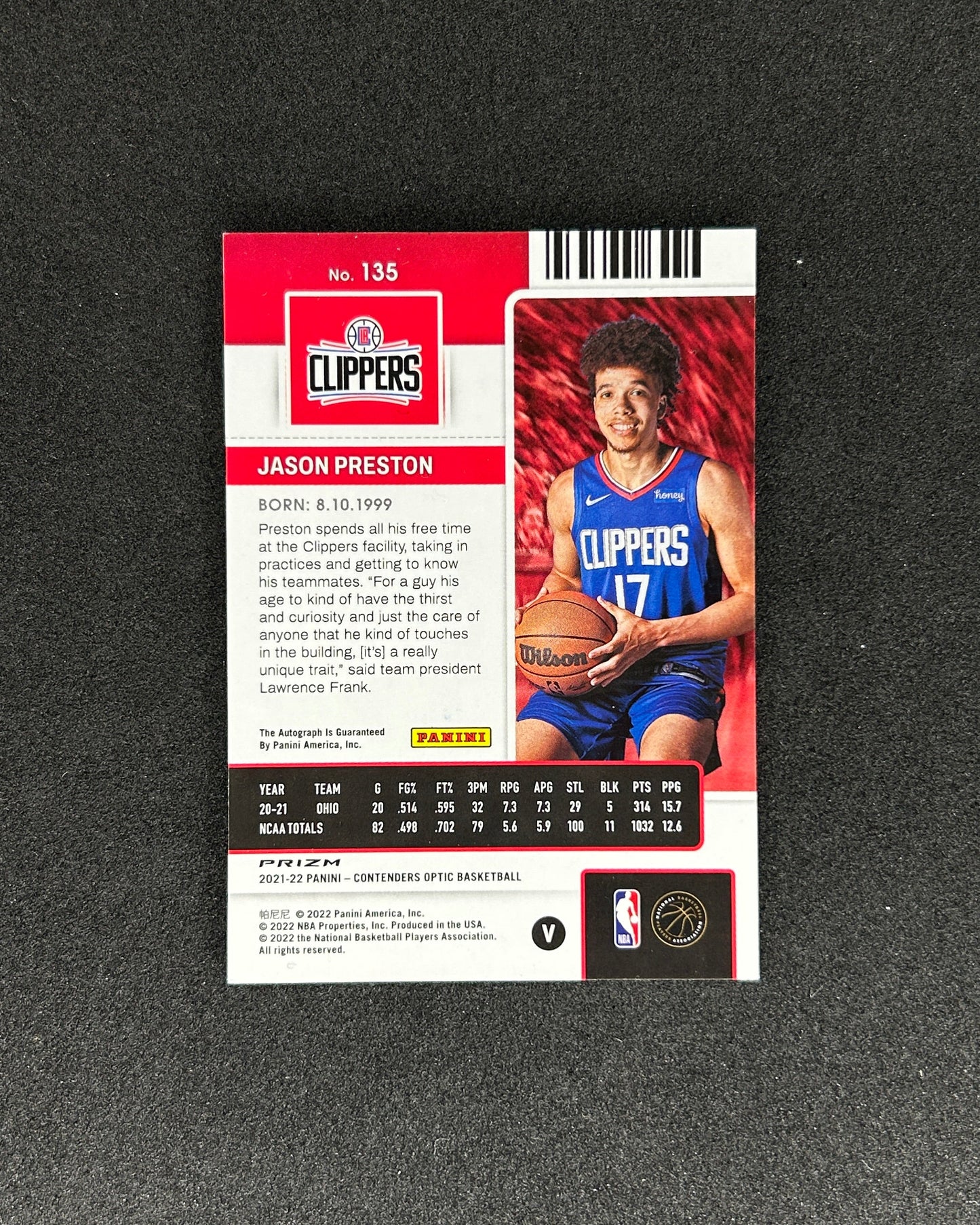 JASON PRESTON - 2021 PANINI CONTENDERS OPTIC #135
