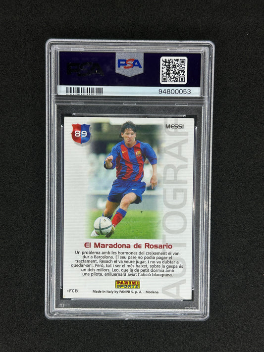 LIONEL MESSI - 2004-05 PANINI SPORTS MEGA CRACKS BARCA-CAMPIO - PSA 5