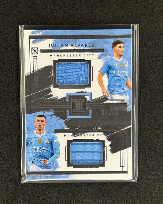 JULIAN ALVAREZ/PHIL FODEN - 2023-24 PANINI IMPECCABLE PREMIER LEAGUE #ID-JP /99 DUAL PATCH