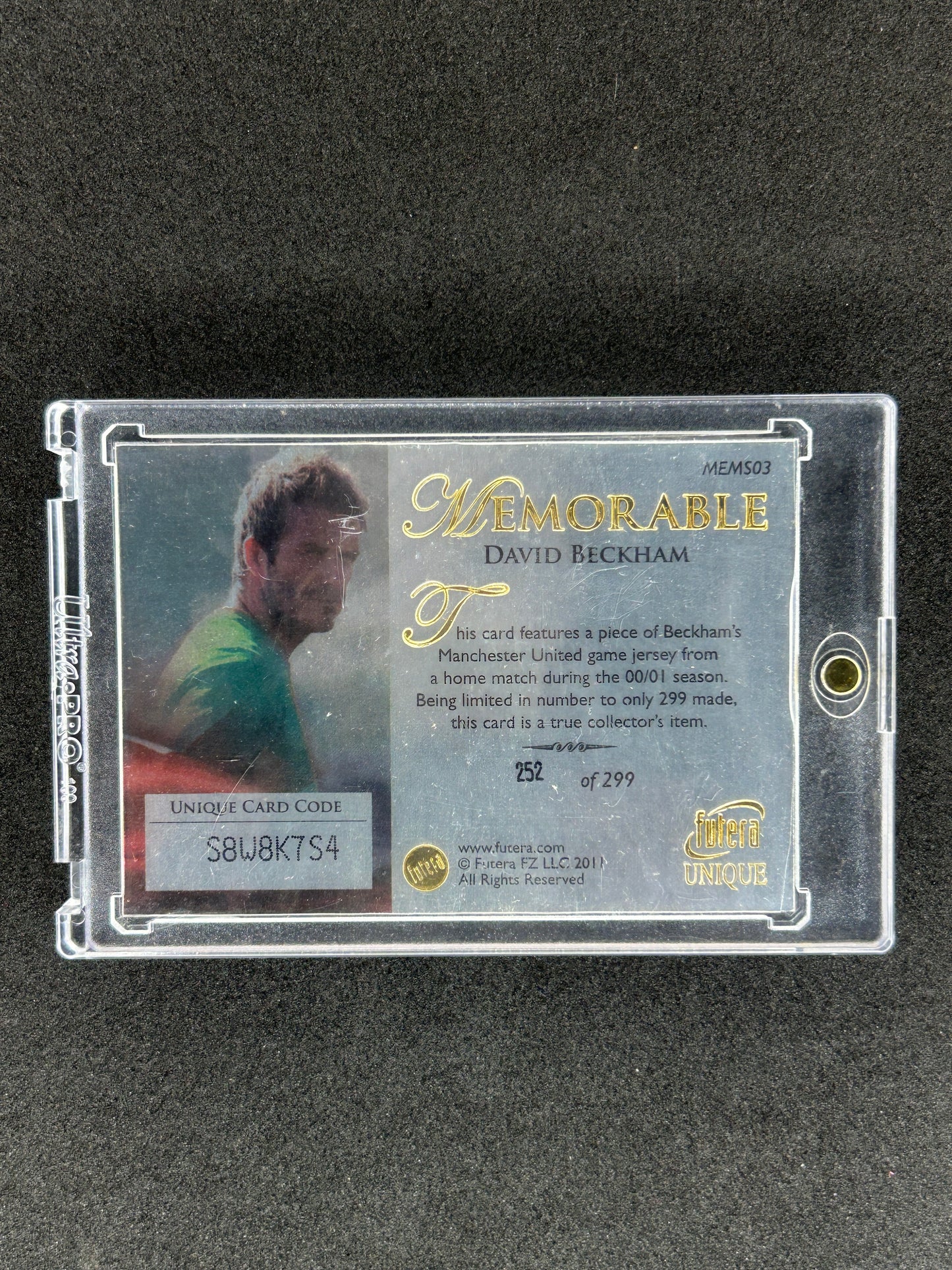 David Beckham - 2011 FUTERA MEMORABLE PATCH #MEMS03 /299