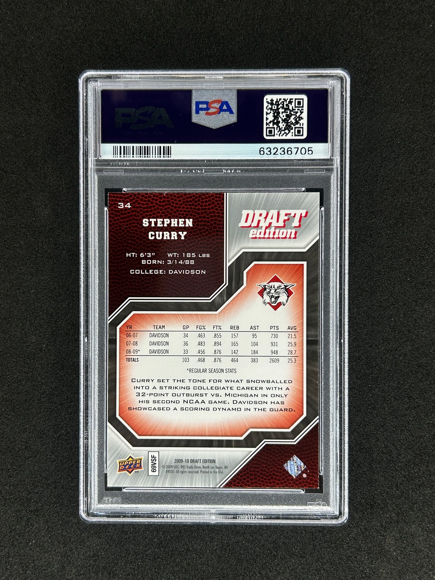STEPHEN CURRY - 2009 UPPER DECK - Warriors - #196 MINT 9