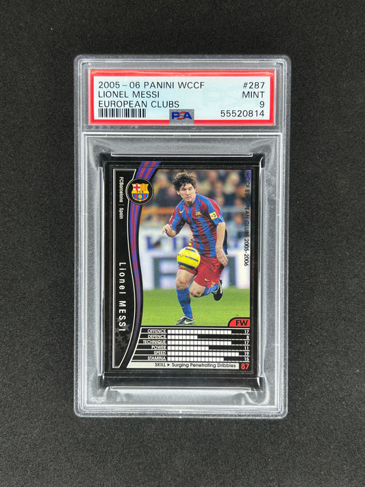 LIONEL MESSI - 2005-06 PANINI WCCF AUROPEAN CLUBS #287 PSA MINT 9