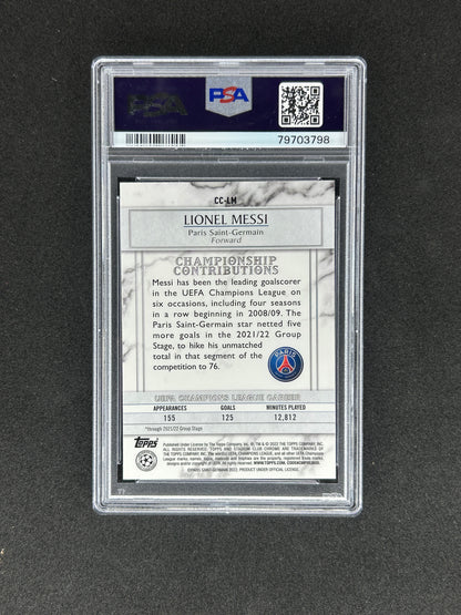 LIONEL MESSI - 2021-22 STADIUM UCL CHAMPION CONTRIBUTION #CC-LM PSA 10