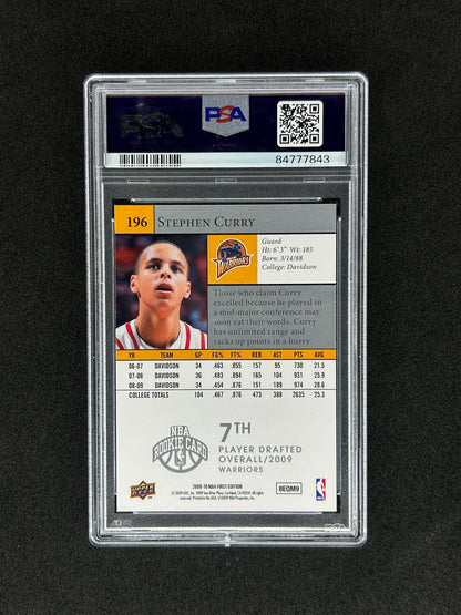 STEPHEN CURRY - 2009 UPPER DECK FIRST EDITION #196 PSA MINT 8