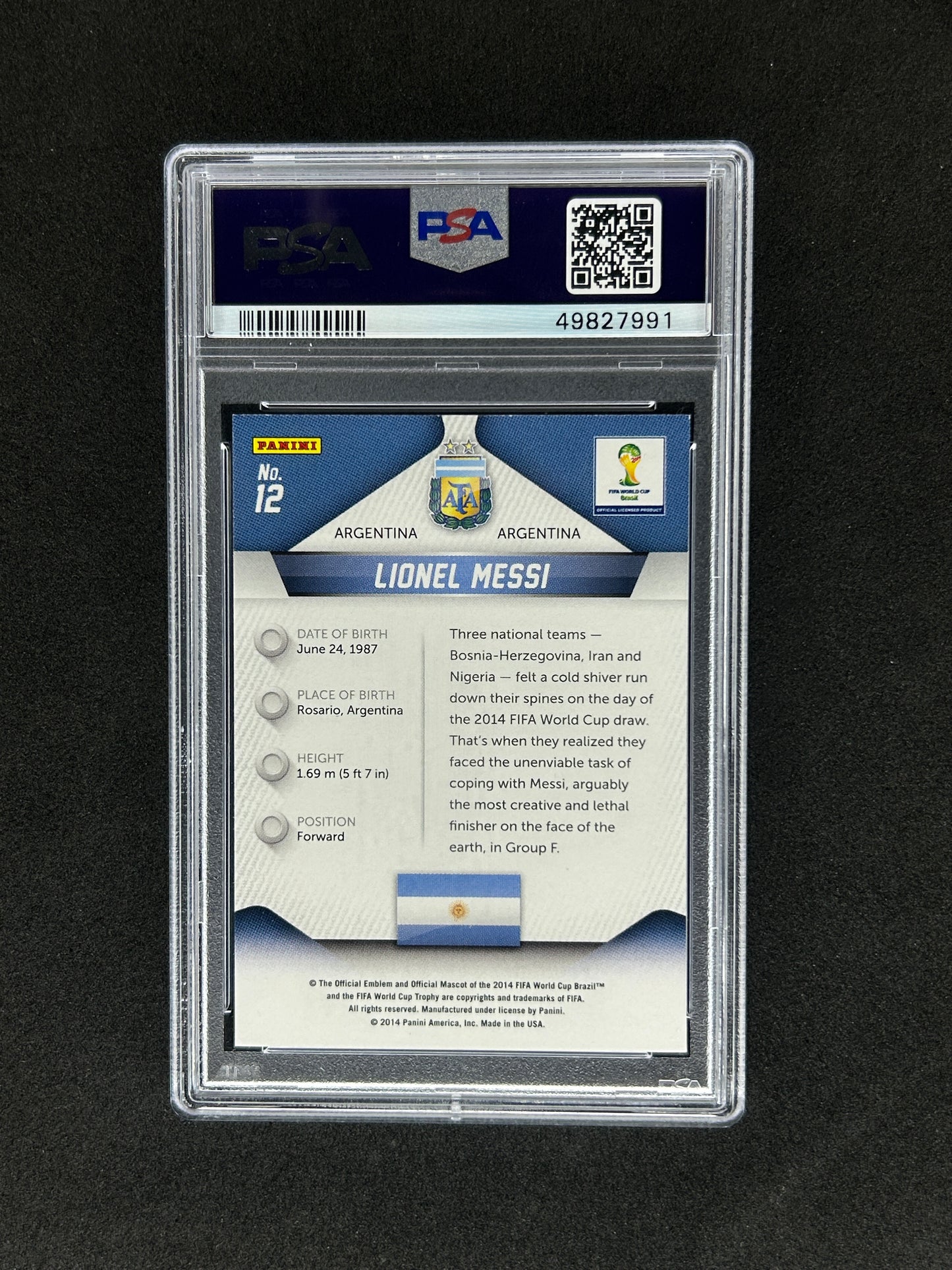LIONEL MESSI - 2014 PANINI PRIZM WORLD CUP #12 PSA MINT 9