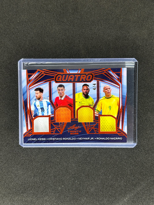 MESSI/CRISTIANO RONALDO/NEYMAR/RONALDO NAZARIO - 2025 QUATRO LEAF TRINITY #Q-11 4/4 PATCH