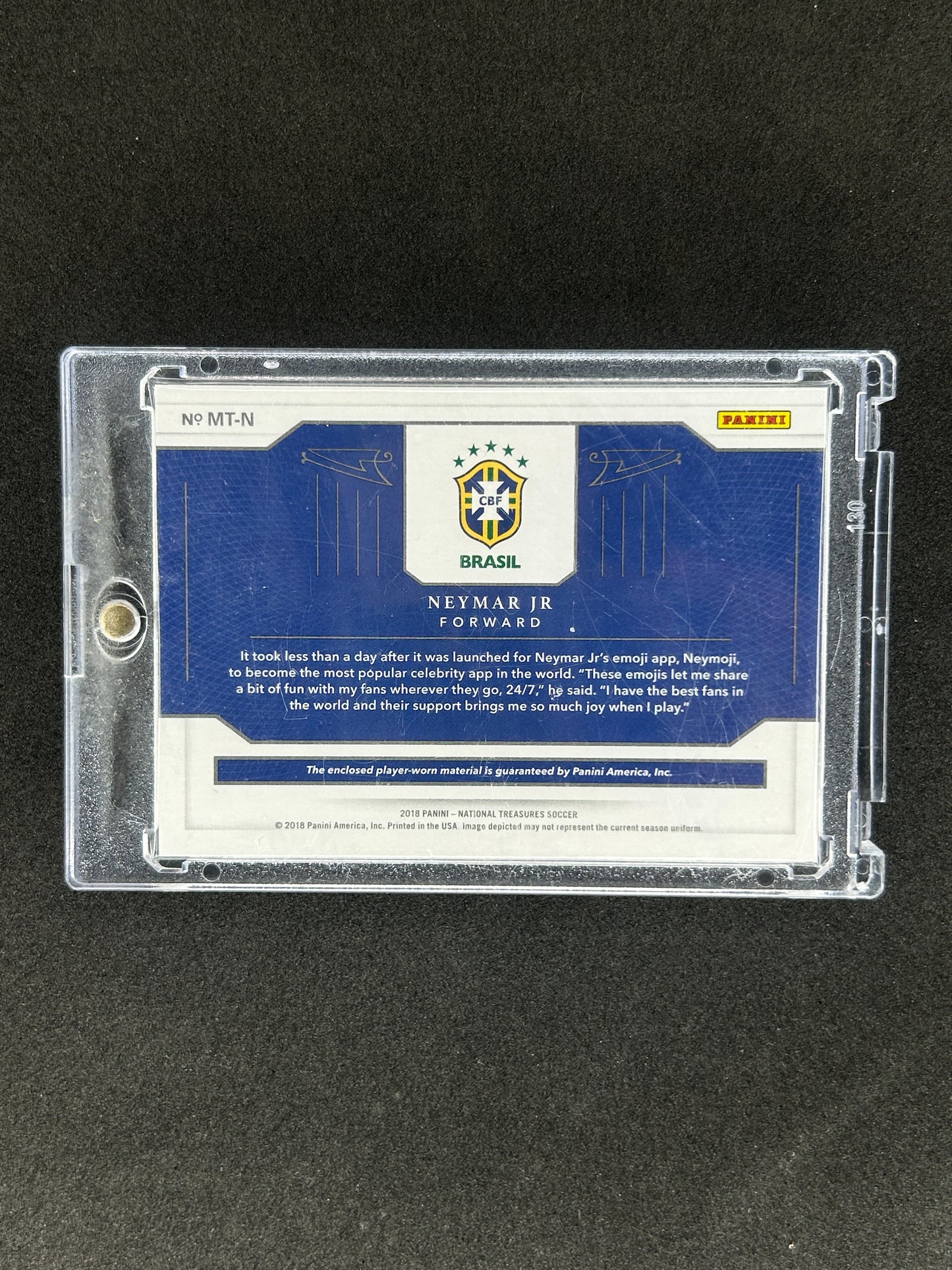 NEYMAR JR - 2018 PANINI NATIONAL TREASURE  #MT-N /99 PATCH