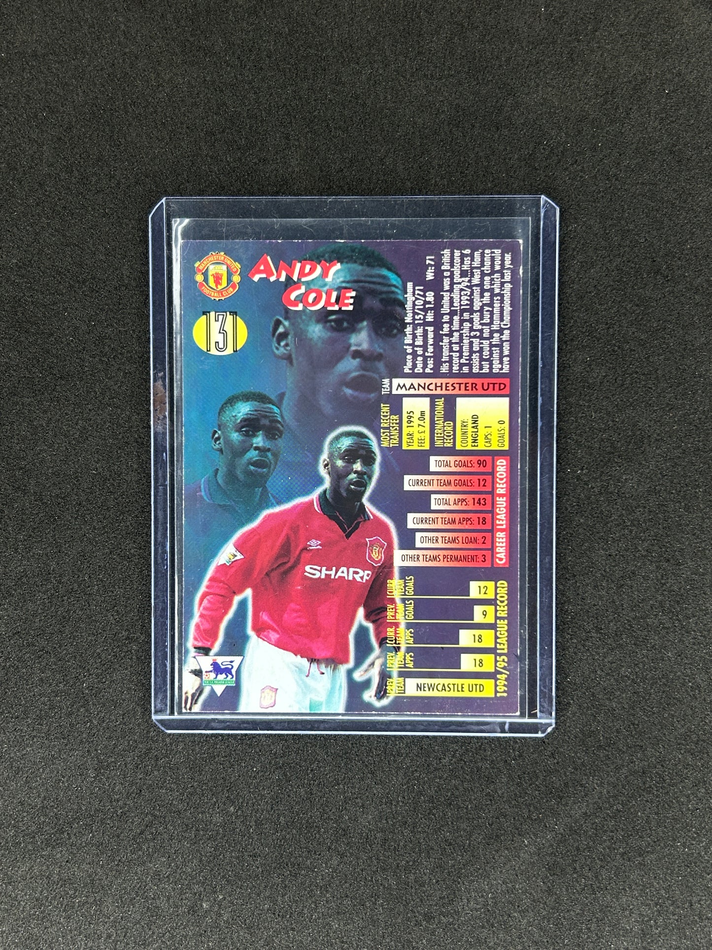 ANDY COLE - 1996 MERLIN ULTIMATE #131 ONCARD AUTO