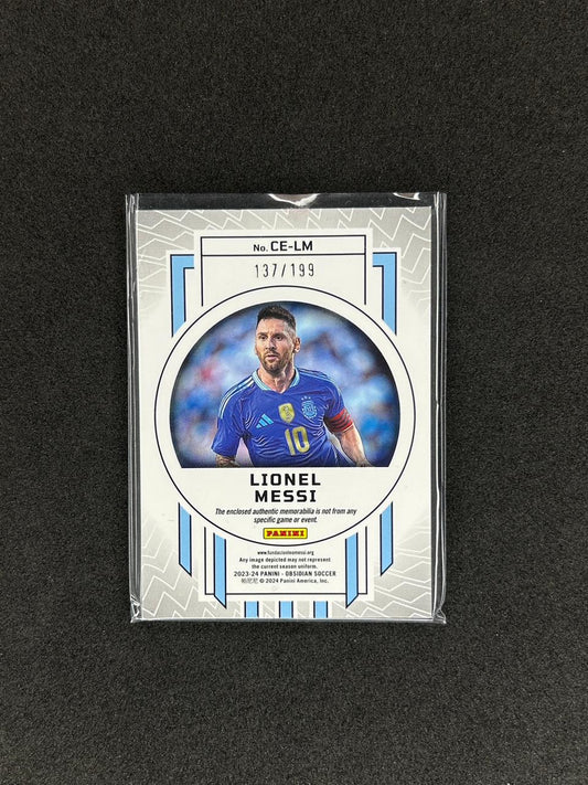 LIONEL MESSI - 2023-24 PANINI OBSIDIAN CUTTING EDGE #CE-LM /199 DOUBLE PATCH
