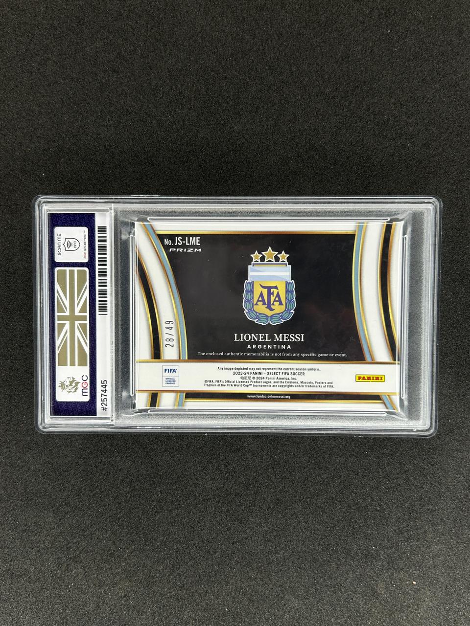 LIONEL MESSI - 2024 PANINI SELECT PURPLE #JS-LME /49 - MGC 9