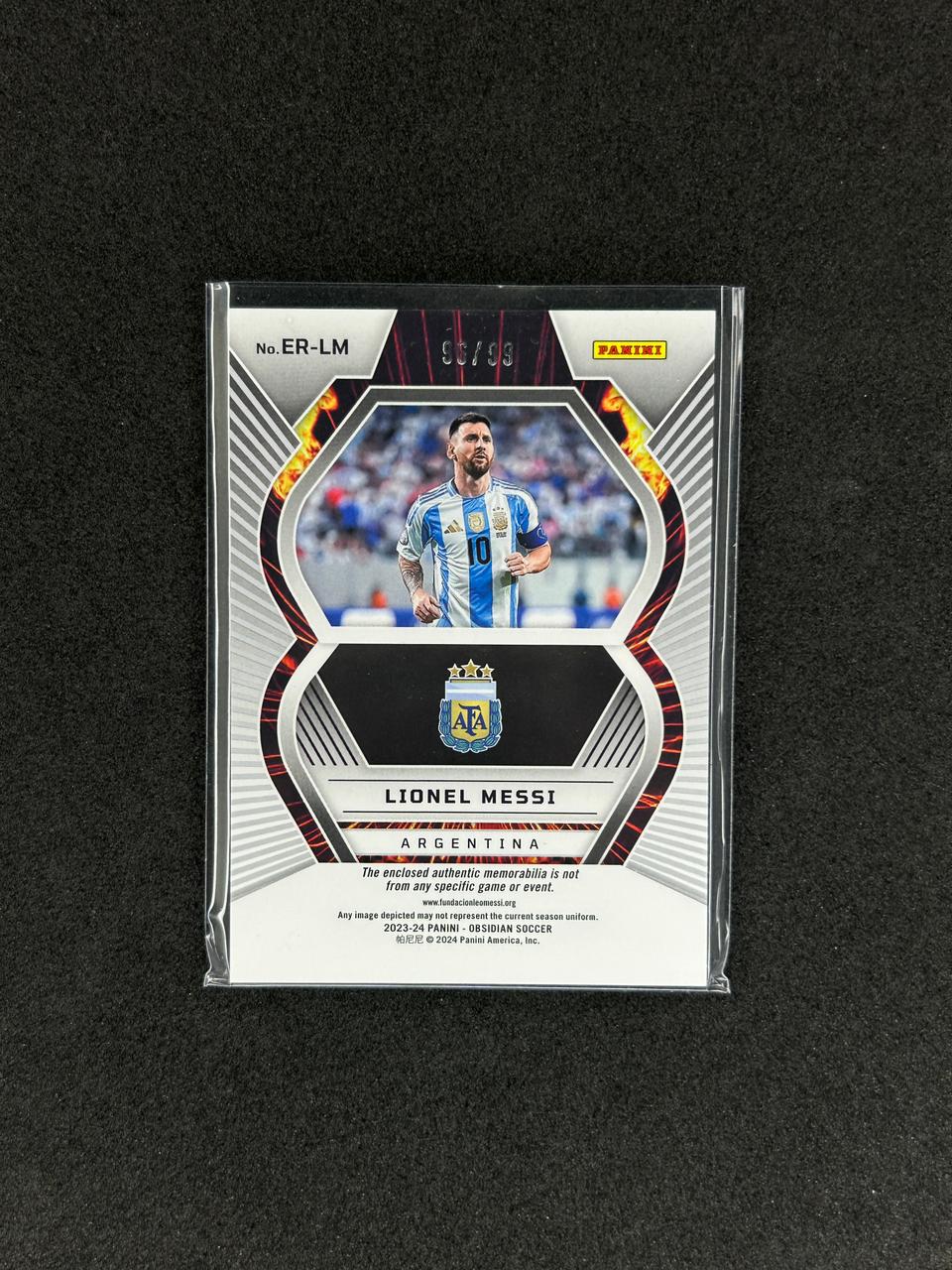 LIONEL MESSI - 2023-24 PANINI OBSIDIAN #ER-LM /99 PATCH