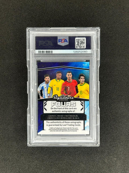 MESSI/NEYMAR/RONALDO/KAKA - 2025 SIGNATURE SERIES THE FOURS #T411 1/1 SILVER CIRCLES PSA 9