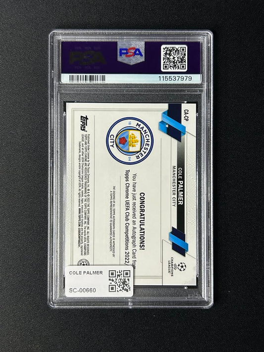 COLE PALMER - 2022-23 Topps Chrome UCC Soccer AUTO PSA 9 MINT