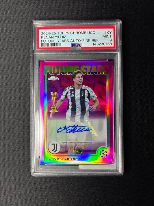 KENAN YILDIZ -2024/25 TOPPS CHROME UCC FUTURE STARS AUTO PINK /250  PSA 9