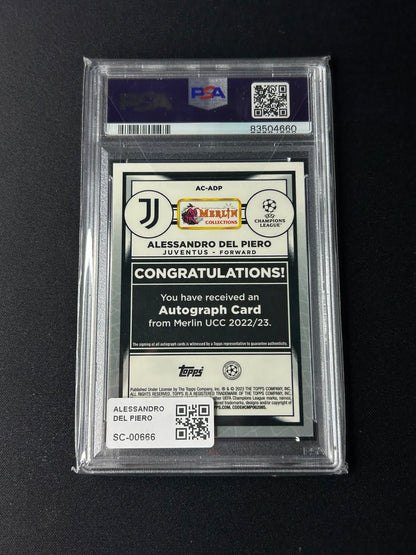 ALESSANDRO DEL PIERO - 2022/23 MERLIN CHROME UCC #AC-ADP AUTO PSA 9