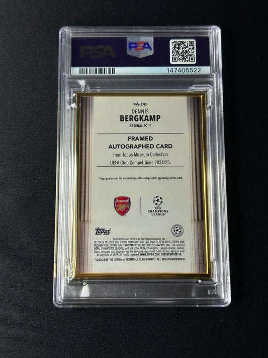 DENNIS BERGKAMP - 2024-25 Topps Museum Auto Gold Framed Ruby /25 Case Hit PSA 8