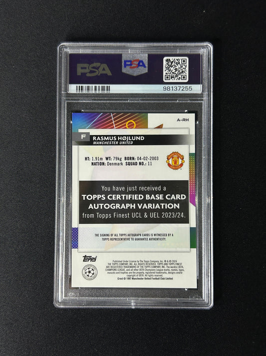RASMUS HOJLUND - 2023-2024 TOPPS ORANGE REFRACTOR #ARH /25 PSA 9 AUTO 10