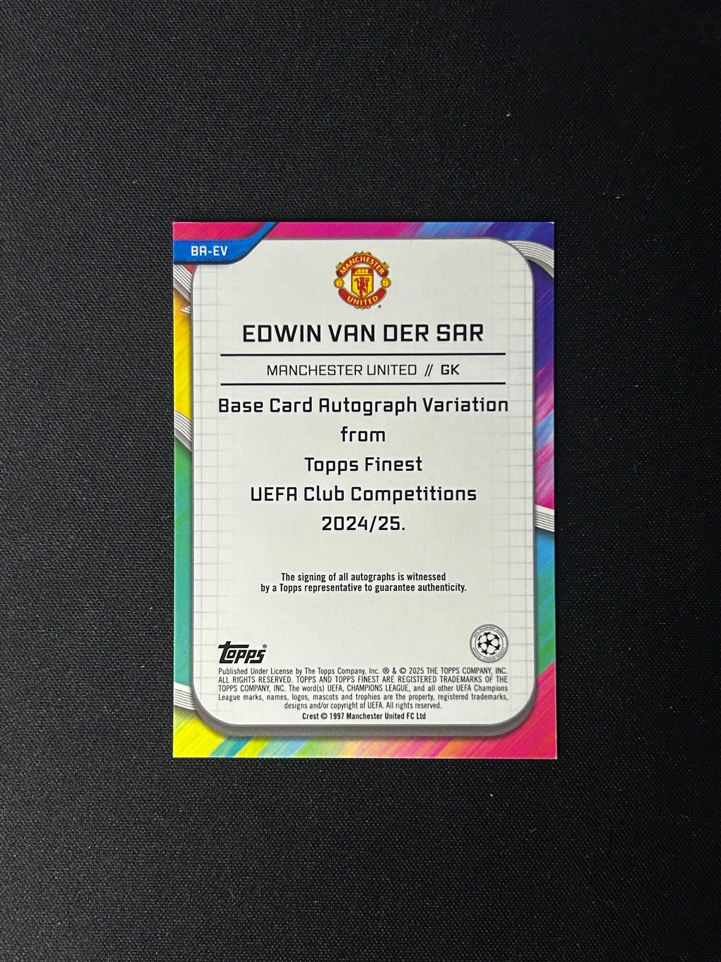 EDWIN VAN DER SAR - 2024-25 TOPPS FINEST AUTO #BR-EV /50