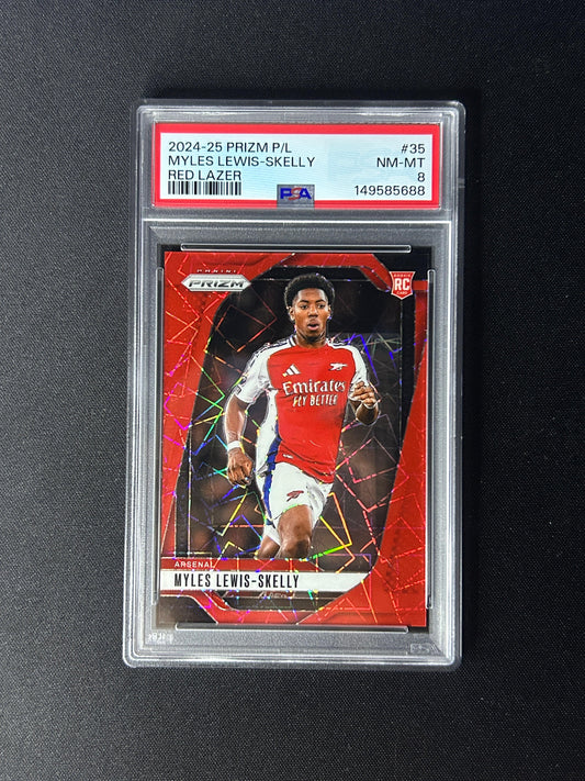 MYLE LEWIS SKELLY - 2024-25 PANINI PRIZM RED LAZER RC #35 /49 PSA 8