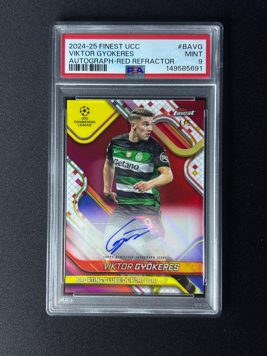 VIKTOR GYOKERES - 2024-25 TOPPS FINEST UCC AUTO RED REFRACTOR #BAVG PSA 9 /5