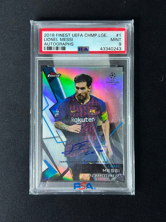 Lionel Messi - 2018 Topps Finest UCC Auto PSA 9